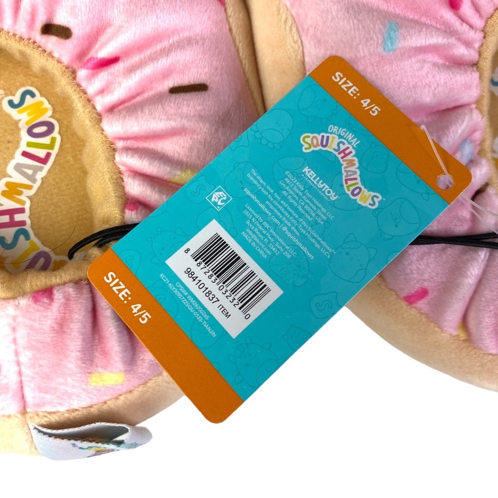 Squishmallows Slippers Kid's Girl Pink Dabria Donut Doughnut Plush Size 4/5 New - Picture 5 of 10